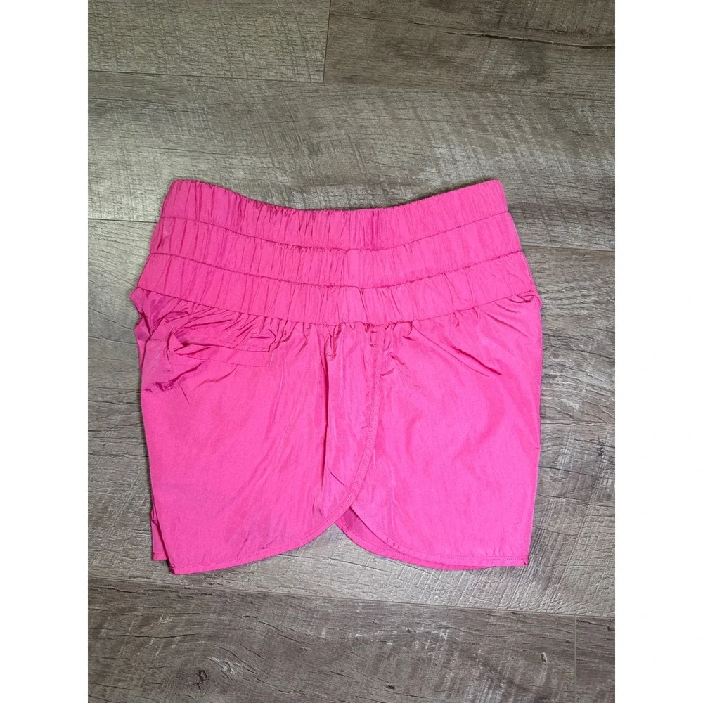 Shein Hot Pink Smocked High Waist Running Shorts XS - Picture 4 of 7